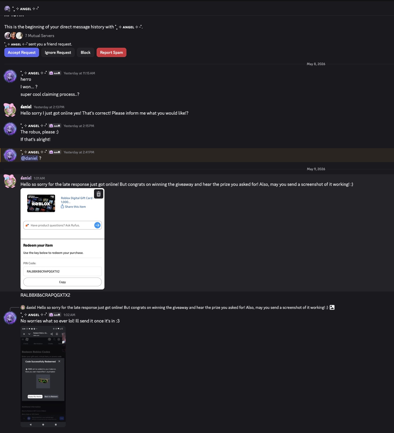 Claimed Giveaway Notice — wants guild - Image 1
