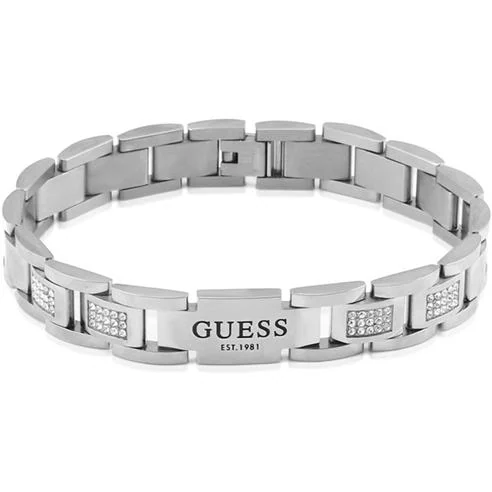 Guess: Guess 12mm Flat Chain & White Cz Bracelet