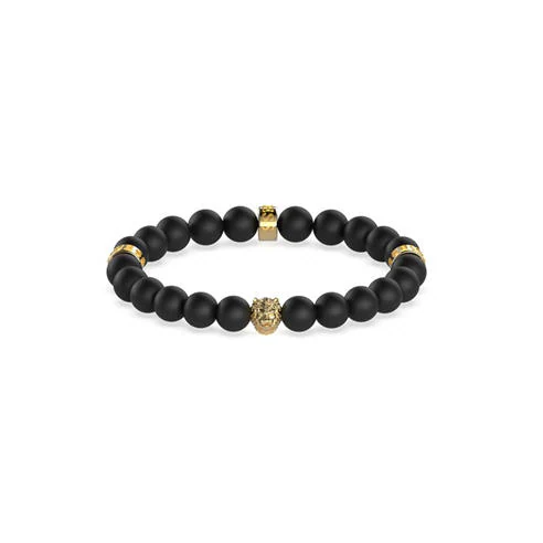 Guess: Guess Black Beads & 12mm Lion Bracelet