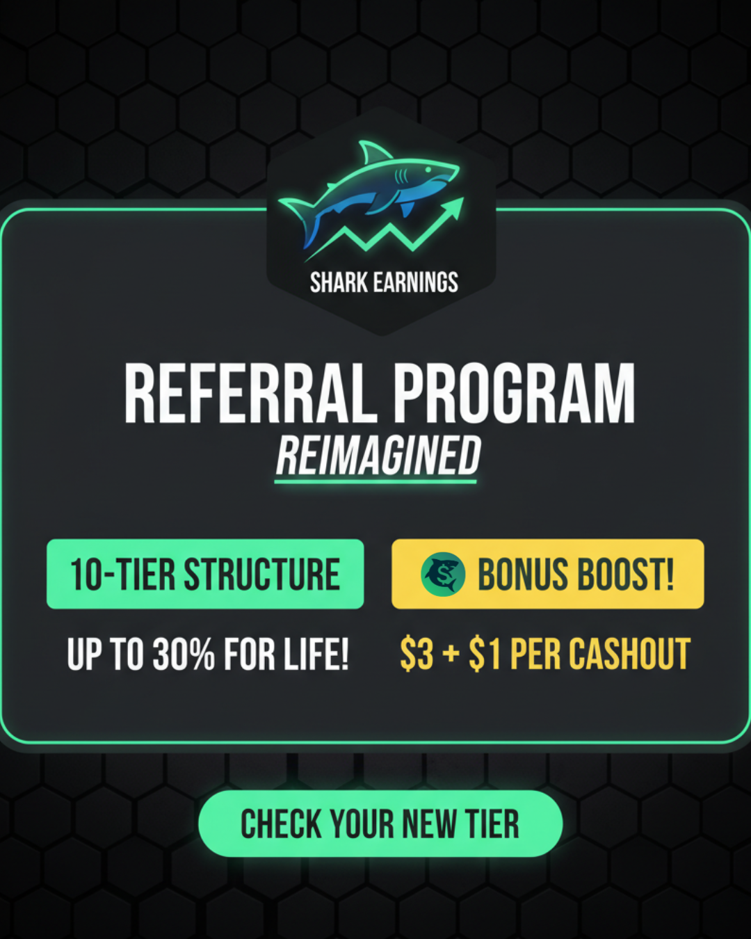 Shark Earnings Referral Program Supercharged!