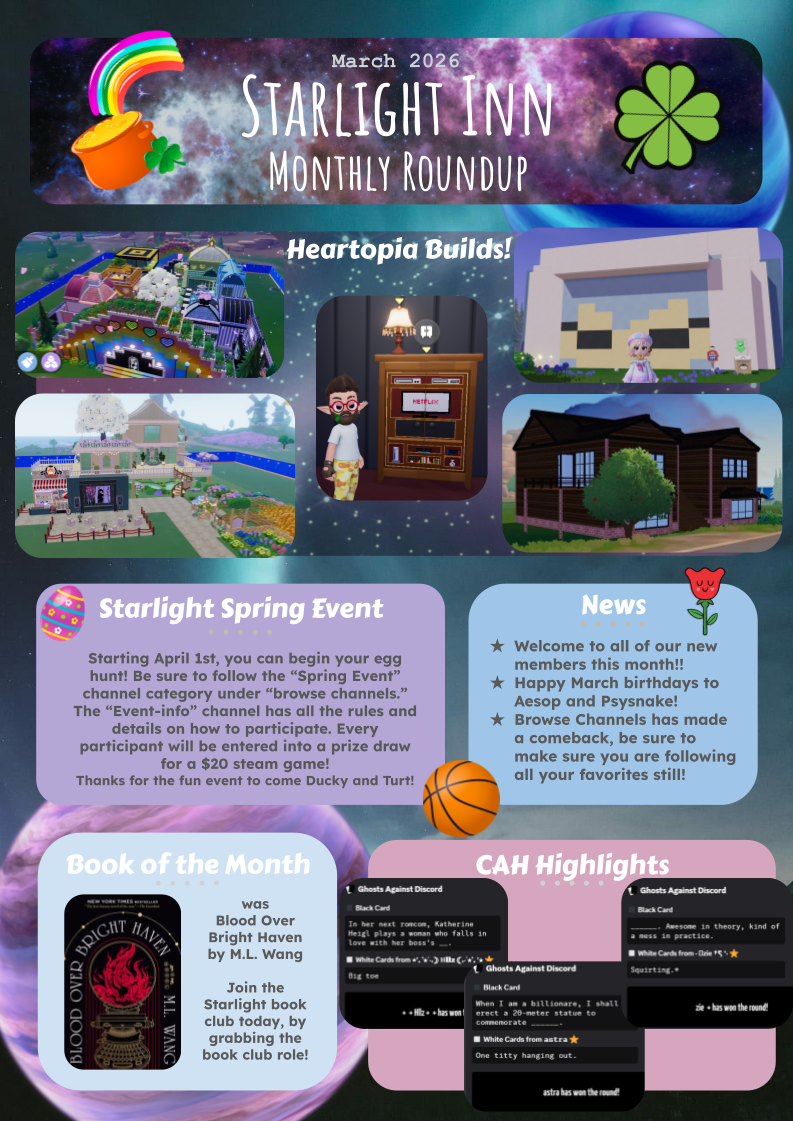 ◇𝑺𝒕𝒂𝒓𝒍𝒊𝒈𝒉𝒕 𝑰𝒏◇ March Newsletter & Spring Event