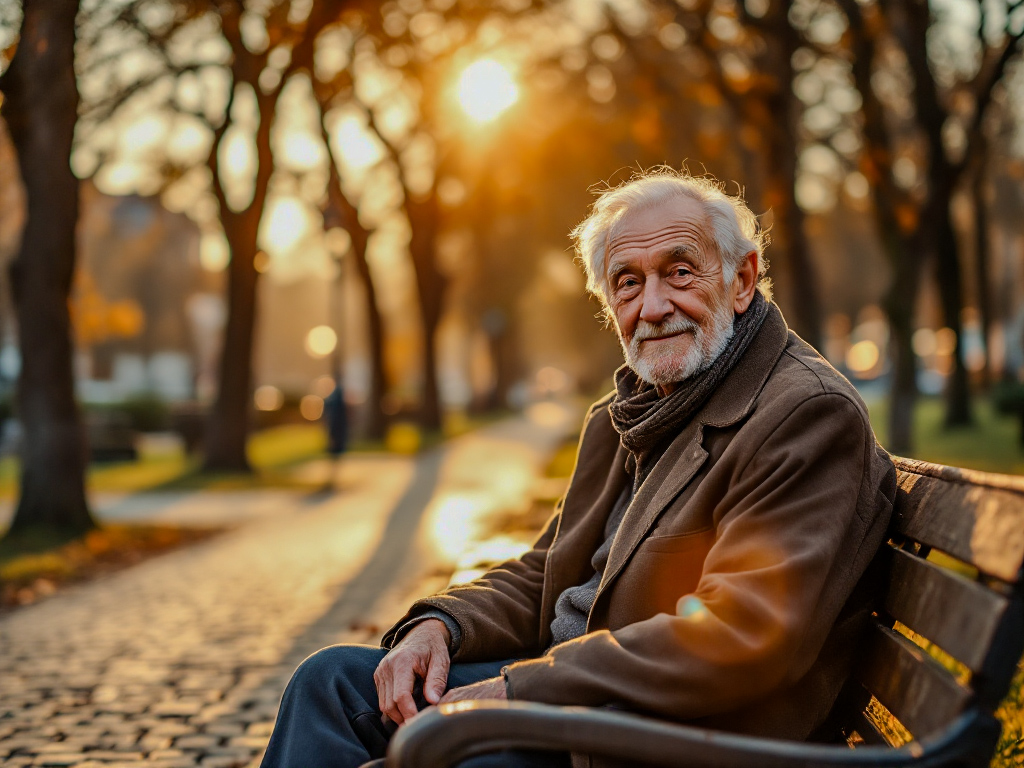 Old man sitting on bench