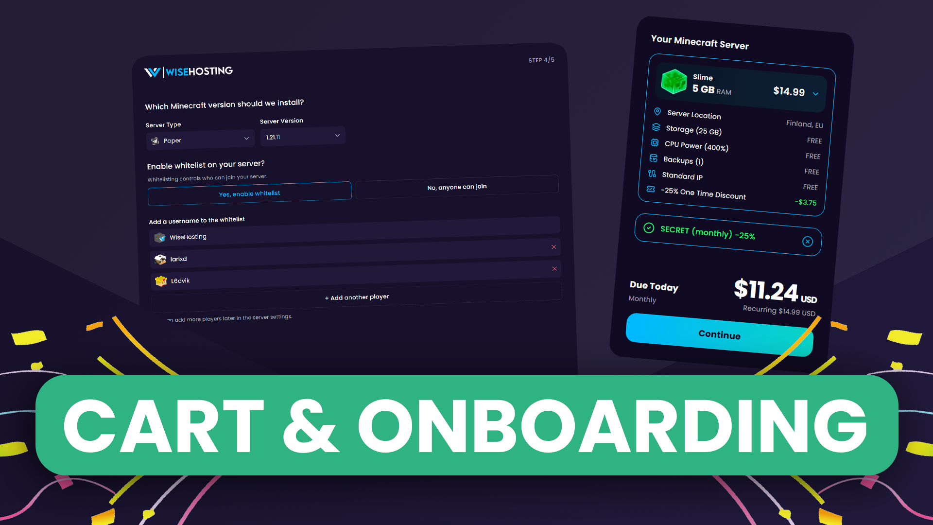 WiseHosting Redesigned Checkout & Onboarding
