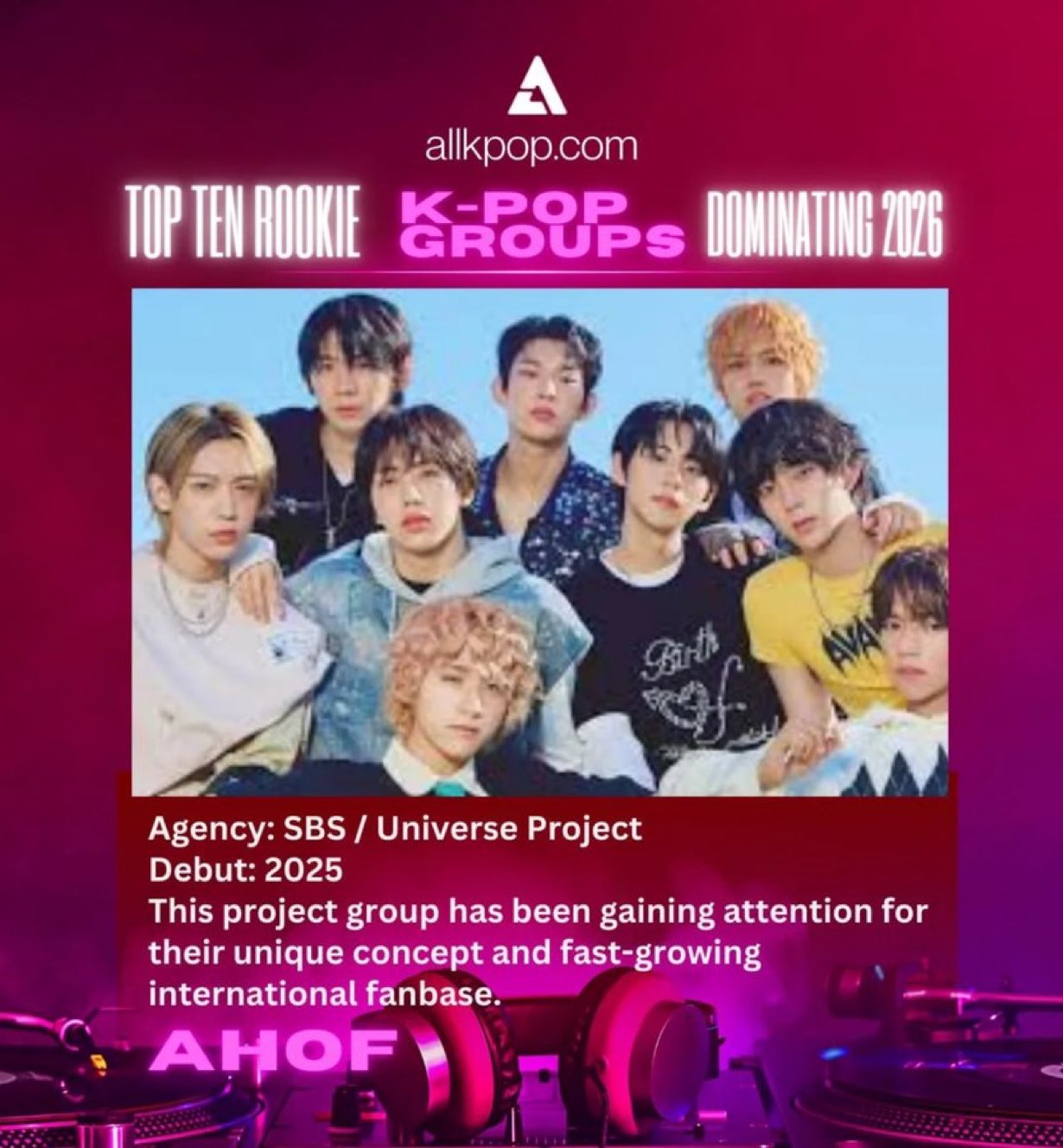 AHOF Featured in Allkpop Top Ten Rookies 2026