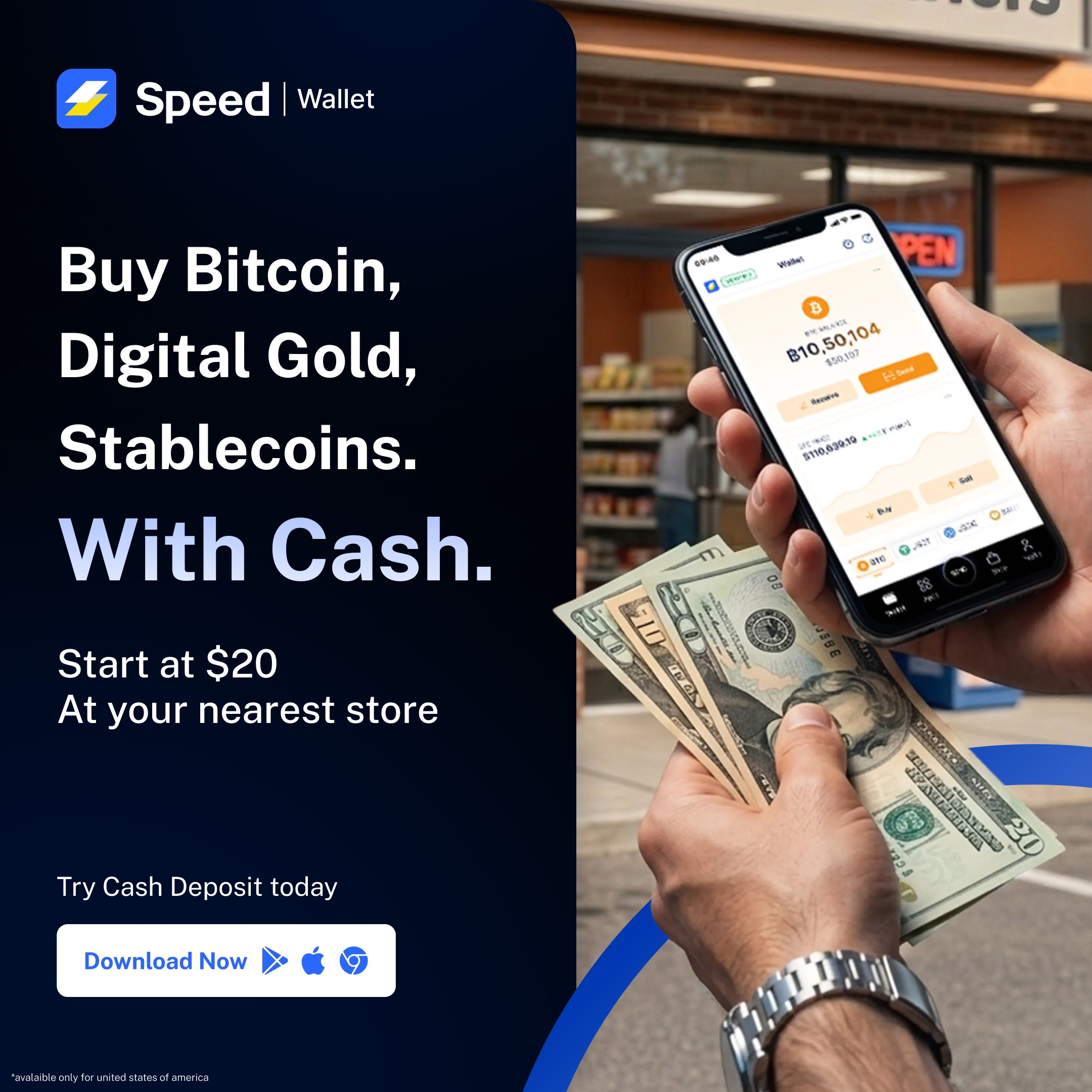Buy Crypto with Cash via Speed Wallet - Image 1