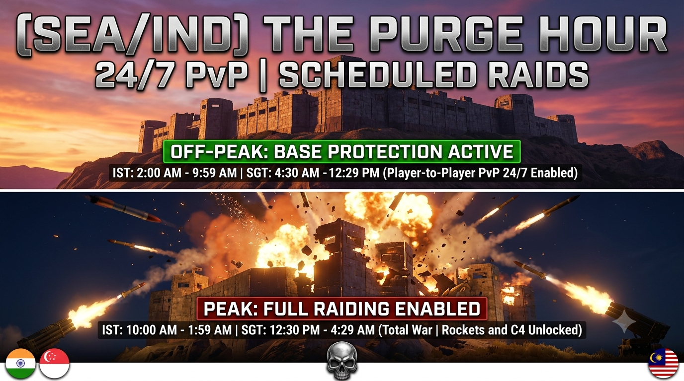 Баннер сервера [SEA/IND] The Purge Hour | 24/7 PvP | Scheduled Raids
