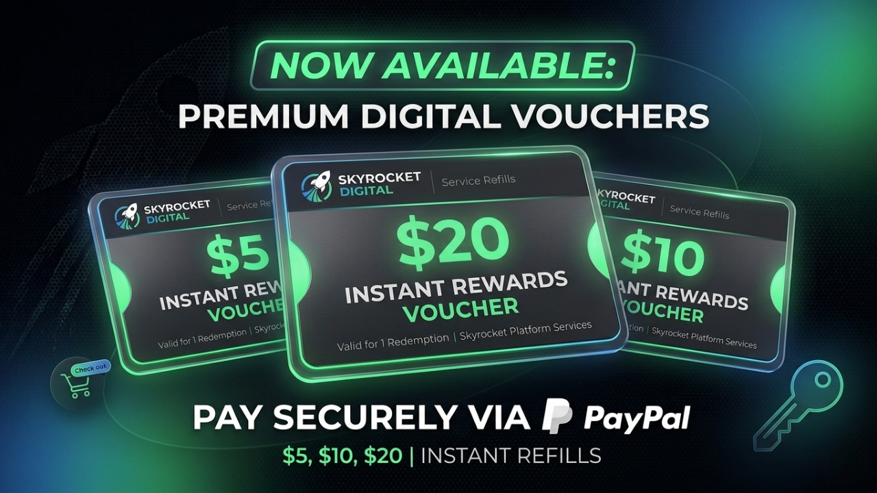 PayPal Vouchers Live at Skyrocket Followers