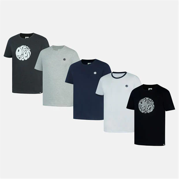 Pretty Green - Men's 5-Pack Cotton Crew Neck Short Sleeve T-Shirt