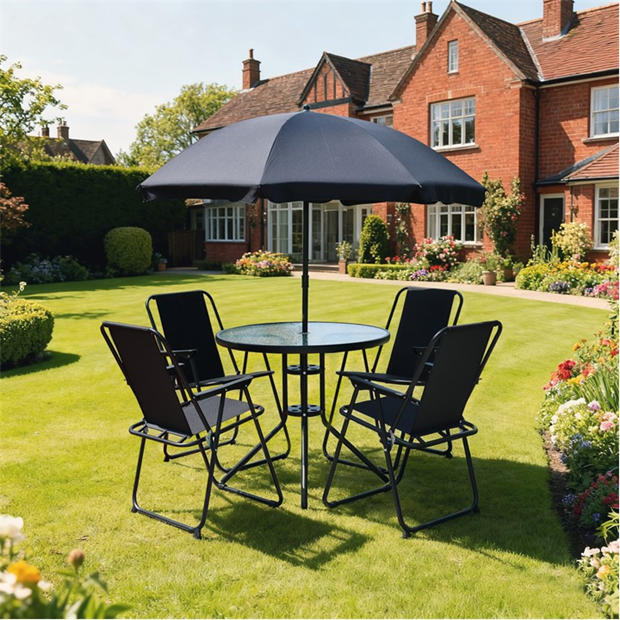 Linea - 5-Piece Glass Top Folding Garden Dining Set