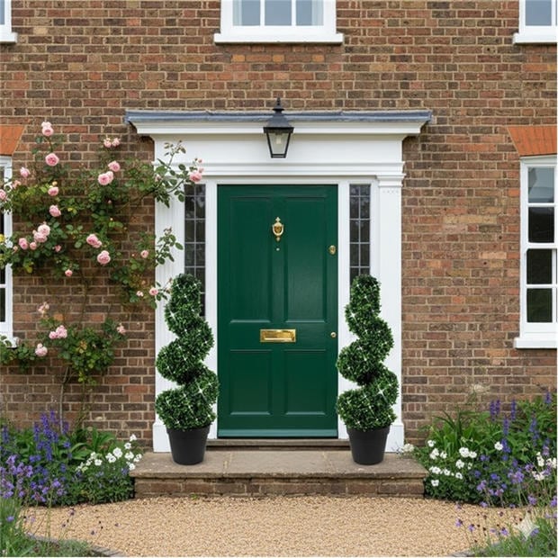 Streetwize - Pair of Artificial Topiary Trees - Solar Powered Twist Style