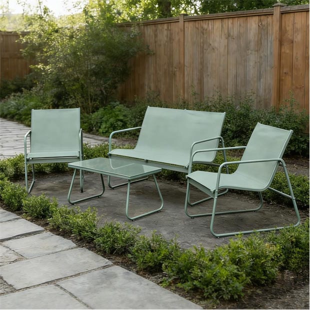 Linea - 4-Piece Weather Resistant Glass Top Garden Dining Set