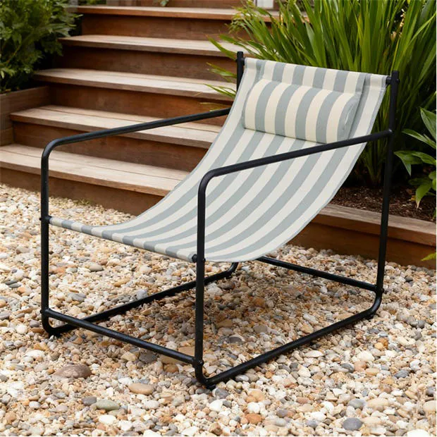 Linea - Contemporary Striped Fabric Metal Frame Garden Chair