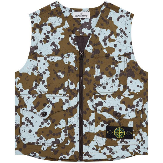 STONE ISLAND - Kids' Underwater Camo PrimaLoft Canvas Sleeveless Gilet