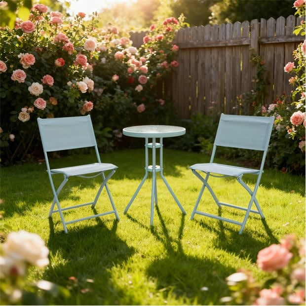 Linea - 3-Piece Bistro Glass Top Folding Garden Dining Set