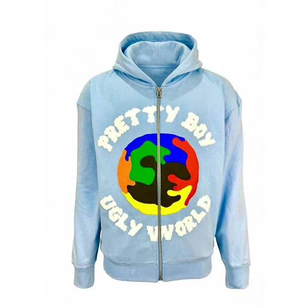PRETTY BOY UGLY WORLD - The Pretty Boy Ugly World Cotton Long Sleeve Oversized Fit Zip Hoodie Mens