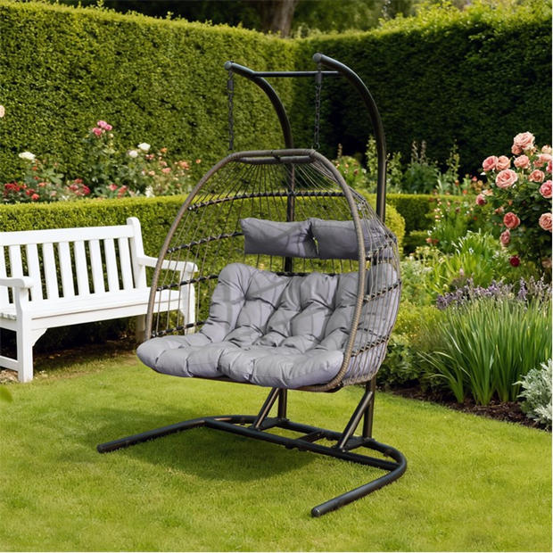 Linea - Metal Frame Woven Rattan Hanging Egg Chair