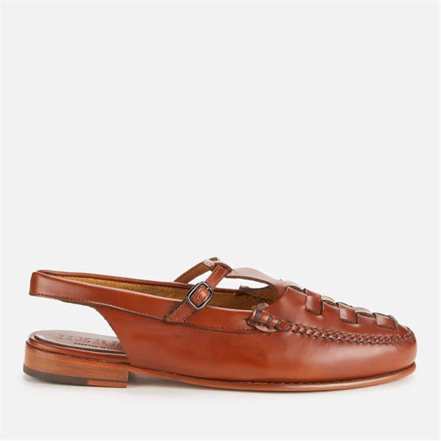 Hereu - Roqueta Leather T-Bar Sling Back Flats