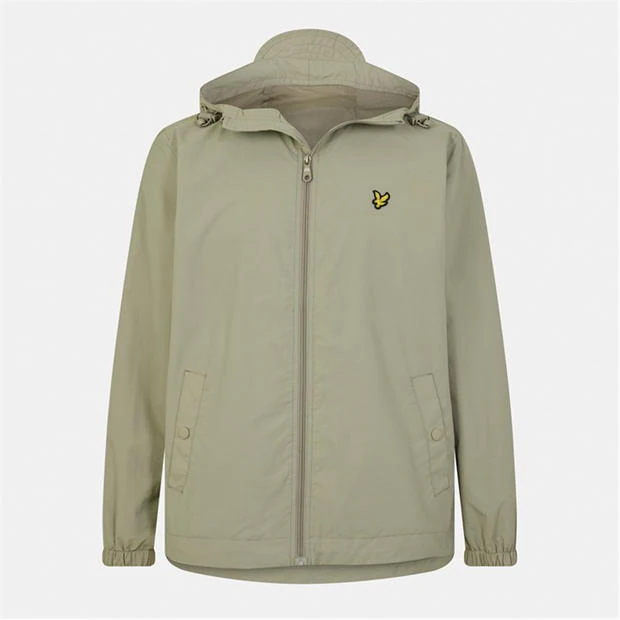 Lyle and Scott - Men's Zip Through Cotton Wind Resistant Long Sleeve Hooded Rain Anorak