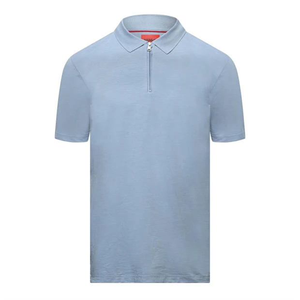 Hugo - Dekok233 Zip-Neck Polo Shirt in Slub Jersey