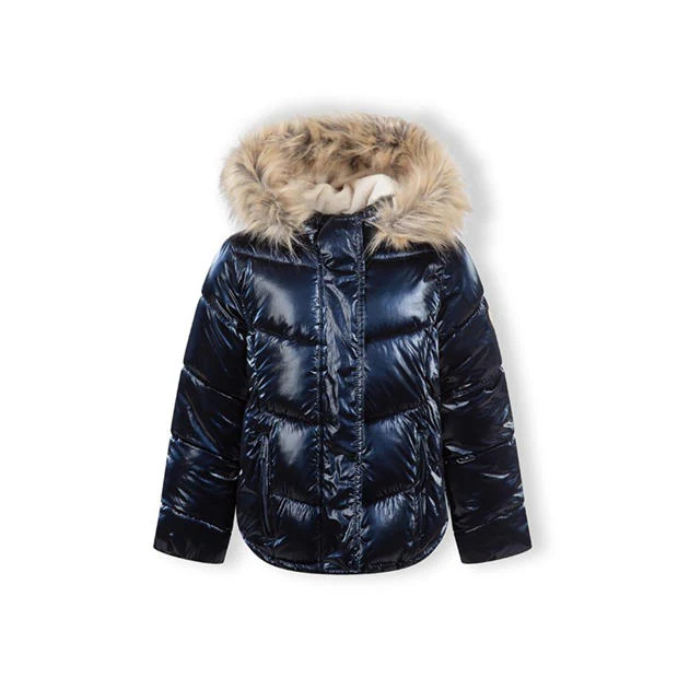 Minoti - Girls winter jacket metallic finish navy