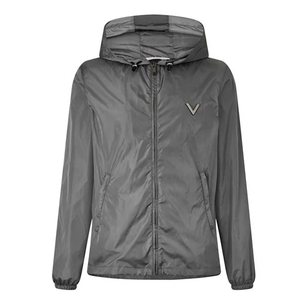 VALENTINO - Men's V Logo Wind Resistant Hooded Long Sleeve Windbreaker