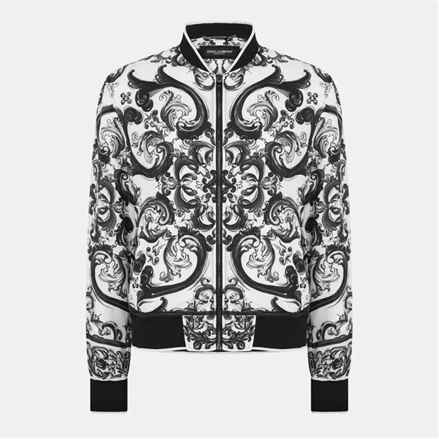 DOLCE AND GABBANA - Men's Metal Hardware Ribbed Trim Bomber Jacket