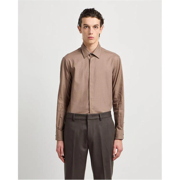 EMPORIO ARMANI - Men's Long Sleeve Patterned Shirt