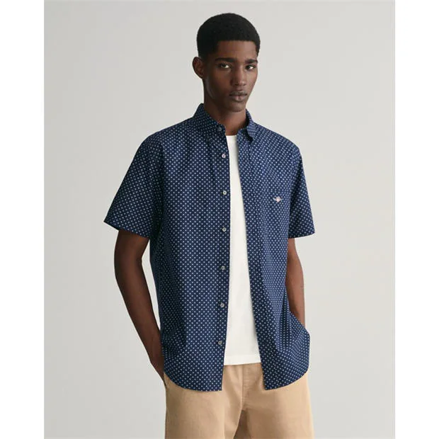 Gant - Men's Regular Micro Print Short-Sleeve Patterned Shirt