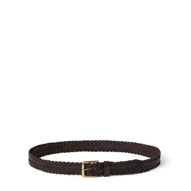 Osprey London - Men's Dean Plaited Brass Buckle Leather Belt