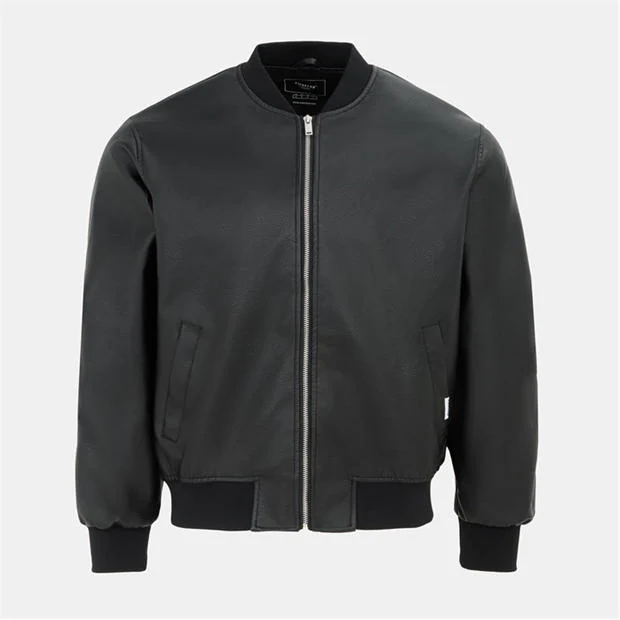 Firetrap - Men's  PU Quilt Faux Leather Funnel Neck Bomber Jacket
