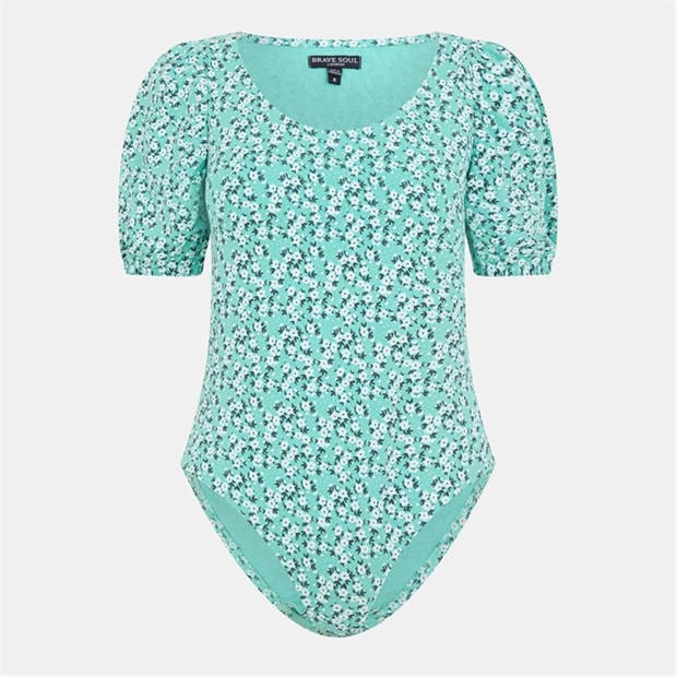 Brave Soul - Womens Ditsy Floral Puff Sleeve Bodysuit