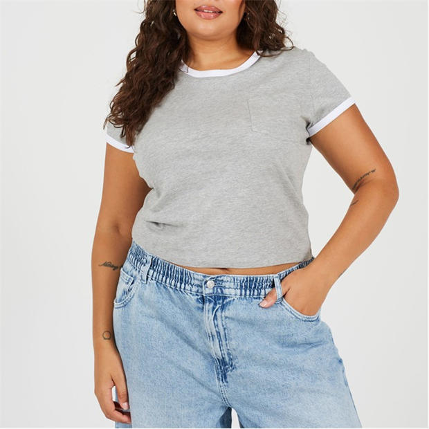 Brave Soul - Plus Size Short Sleeve Chest Pocket T-shit with Contrast Neck and Sleeve Rib