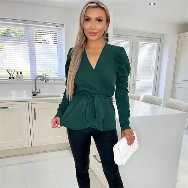 AX Paris - Belted Wrap Long Sleeve Top