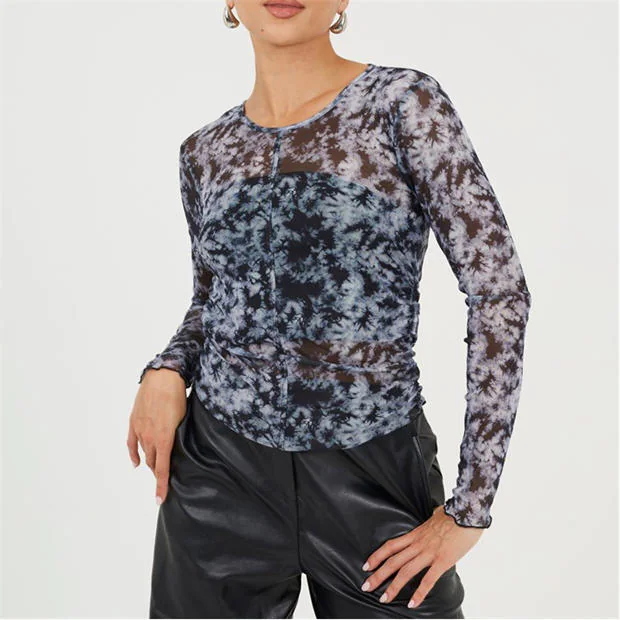 Brave Soul - Womens Printed Mesh Long Sleeve T-Shirt