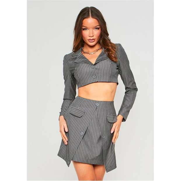 Missy Empire - Striped Tailored Cropped Blazer
