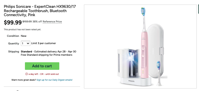 Philips Sonicare - ExpertClean HX9630/17 Rechargeable Toothbrush, Bluetooth Connectivity, Pink