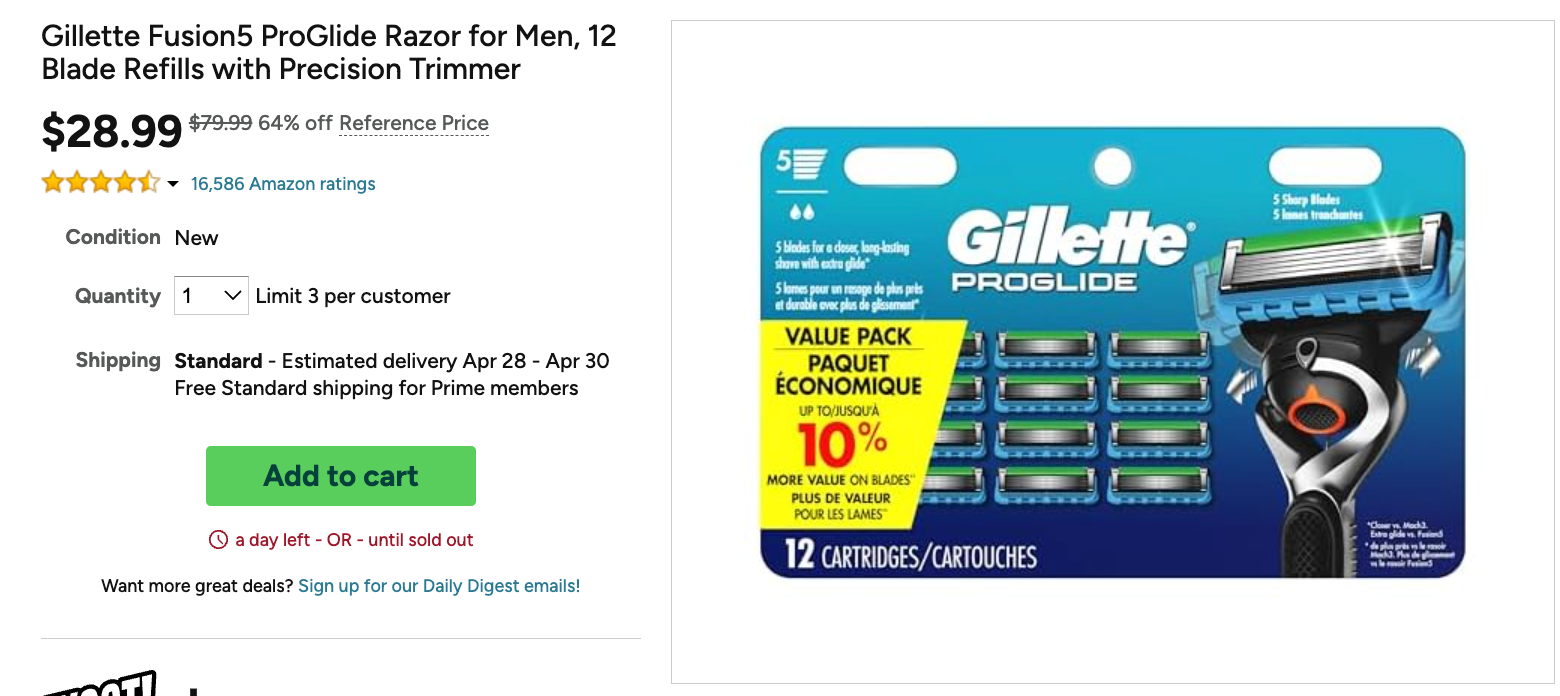 Gillette Fusion5 ProGlide Razor for Men, 12 Blade Refills with Precision Trimmer