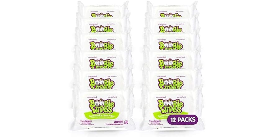 Boogie Saline Nose Wipes for Babies and Kids 360