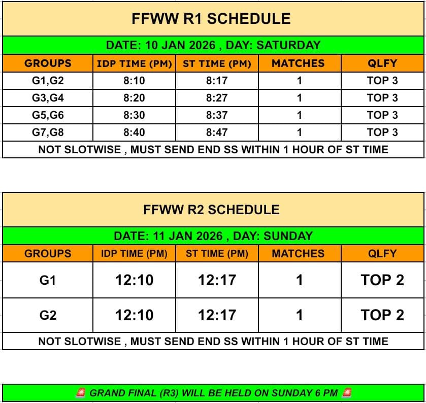 TMR Esports Free Fire Max Tournament Schedule