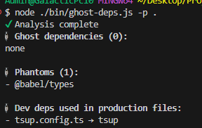 My first project: ghost deps
