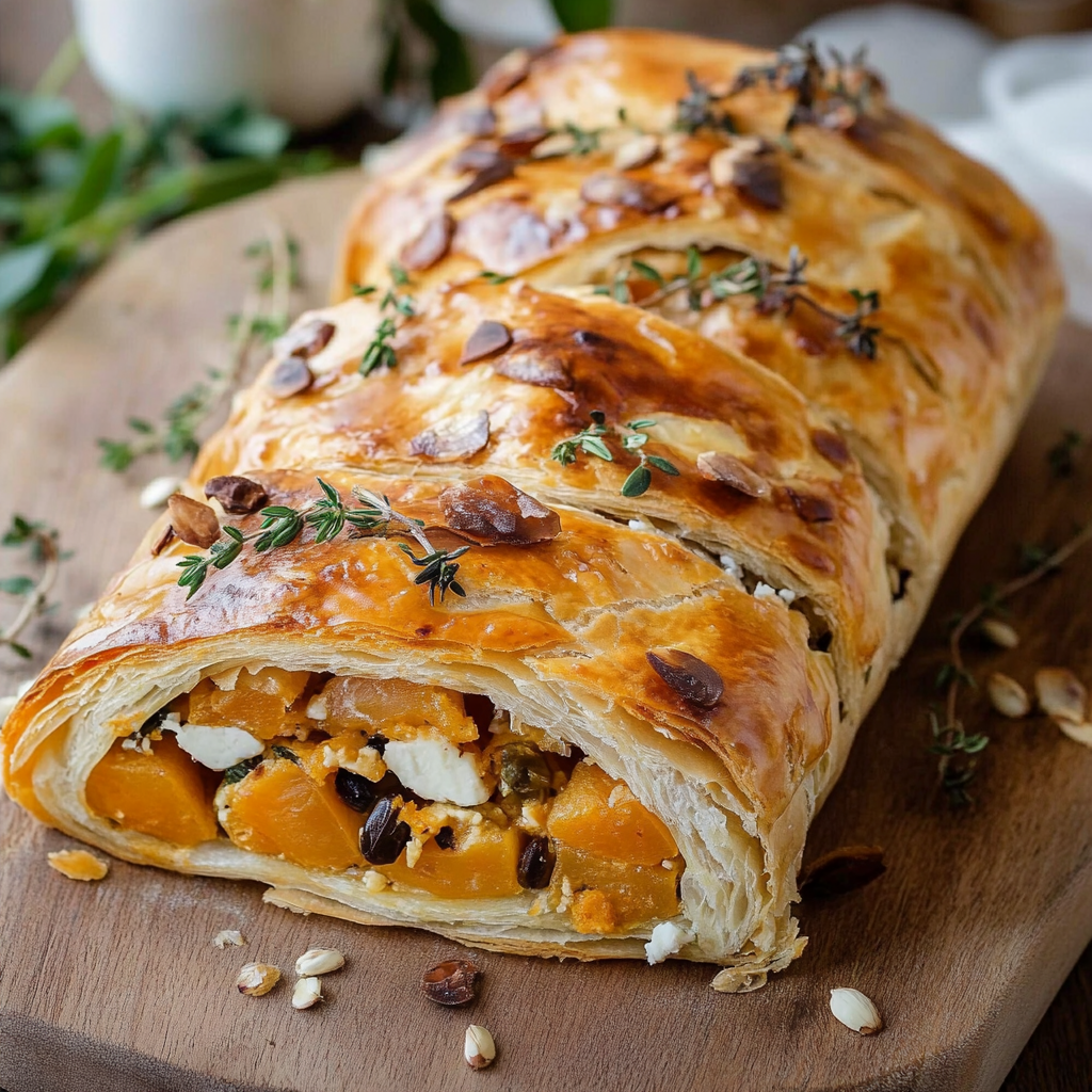 Kürbisstrudel mit Feta