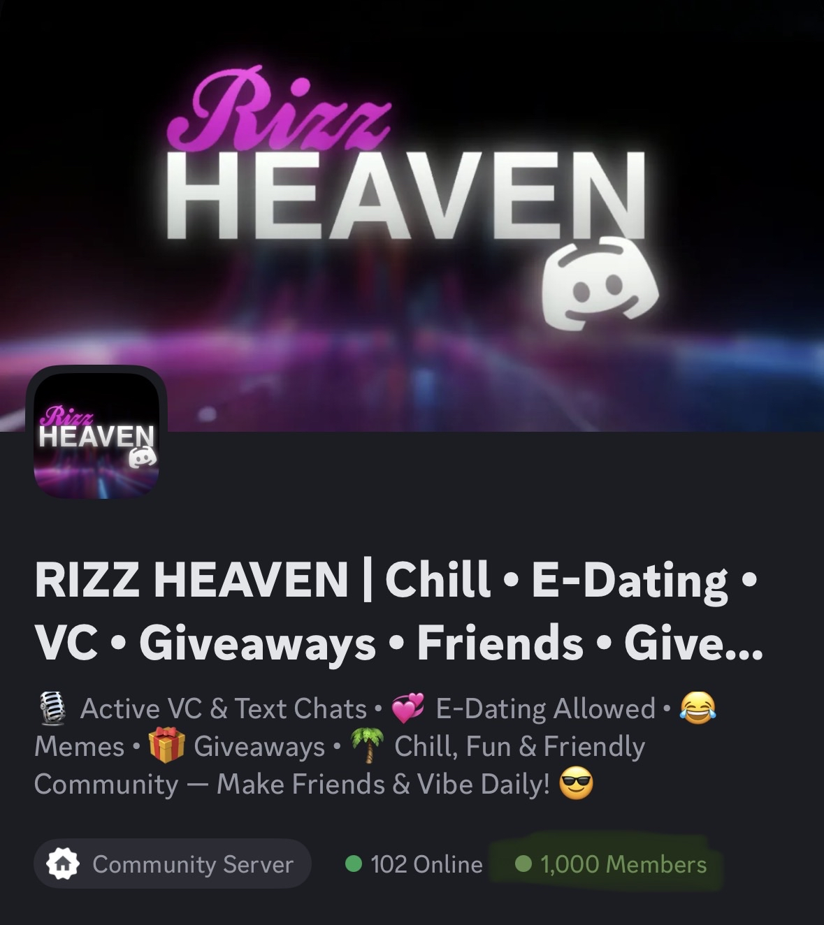 RIZZ HEAVEN Hits 1,000 Members - Image 1