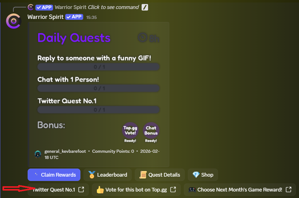 Reset Custom Points Name for Twitter Quests