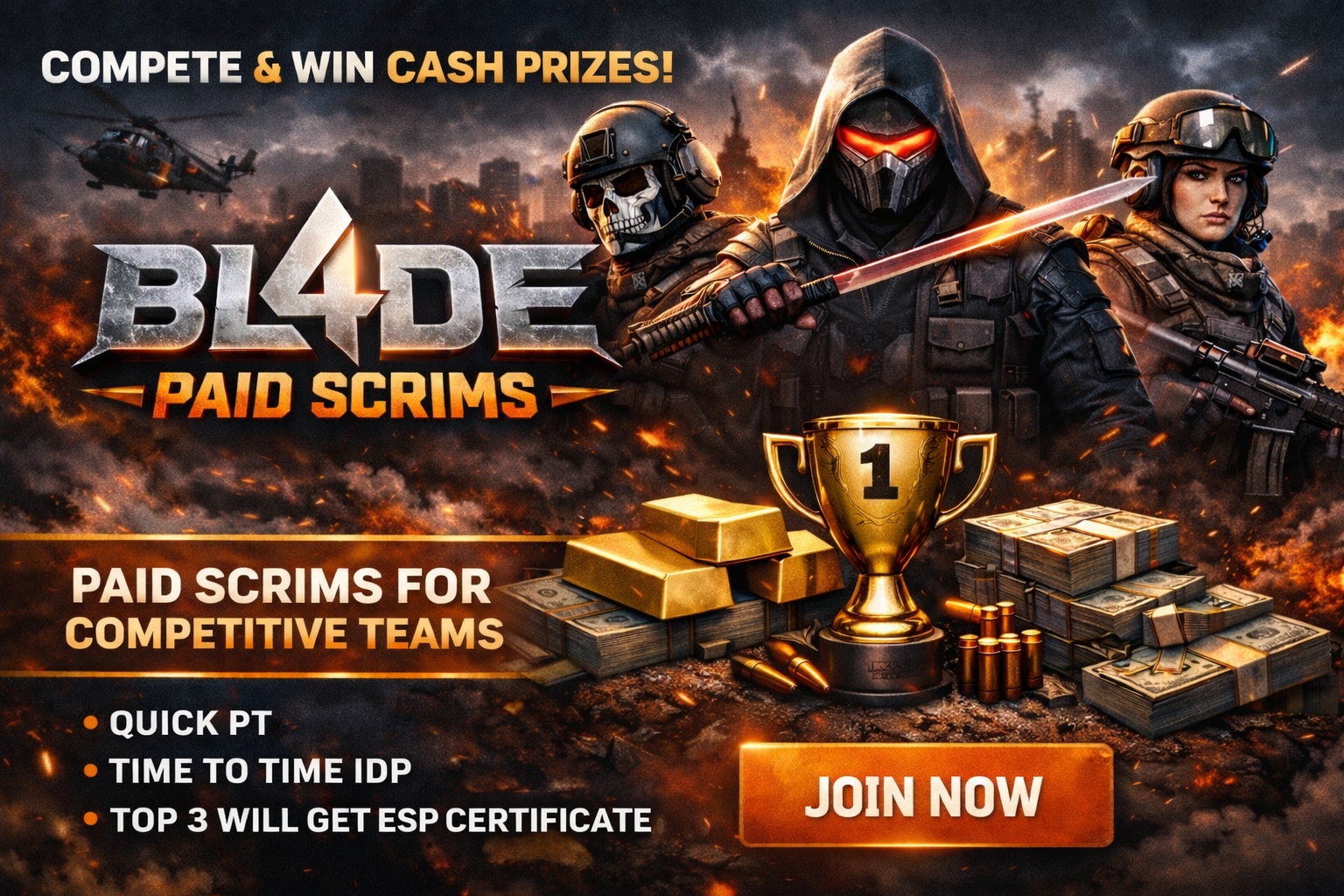 PAID Scrims: BL4DE T2 Scrims Today