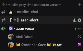New Role-Restricted Azan Channel Update