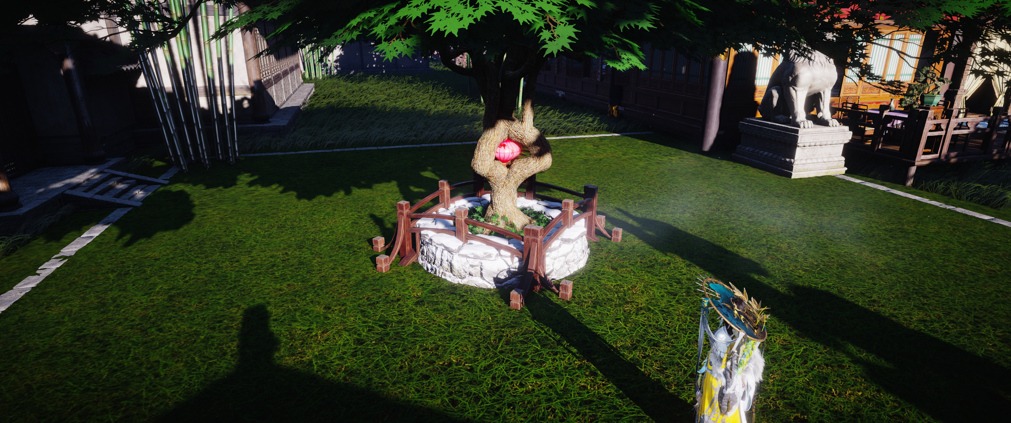 Wooden bridge sunk into the ground creating parallel fences — step 2