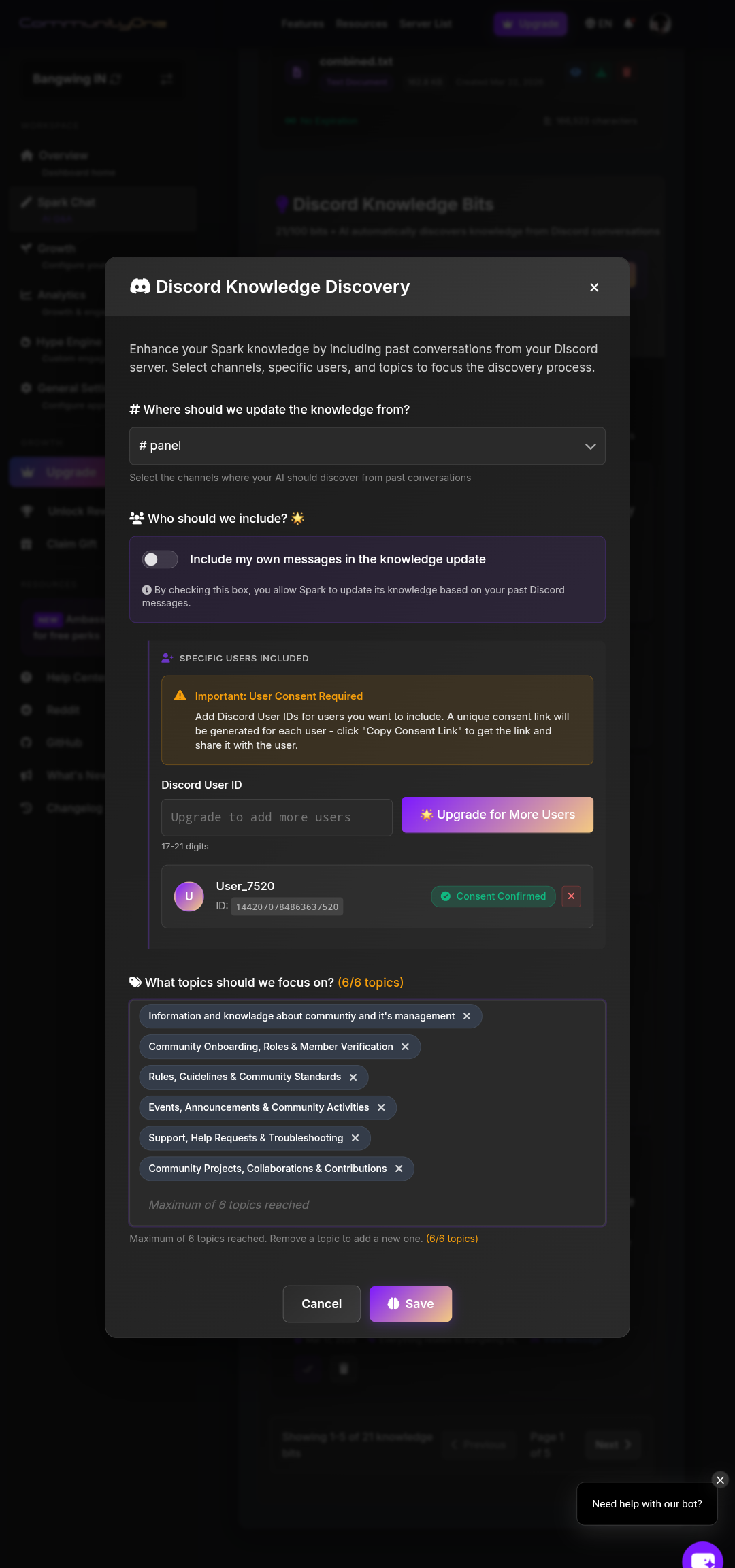 That remove button isn't working on topics