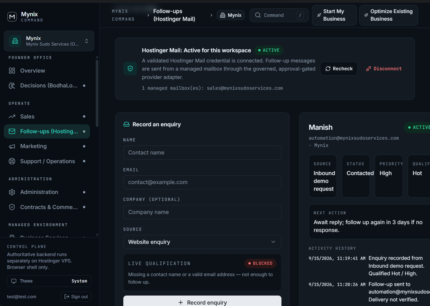Building Mynix Command: The Solo Founder's Toolkit