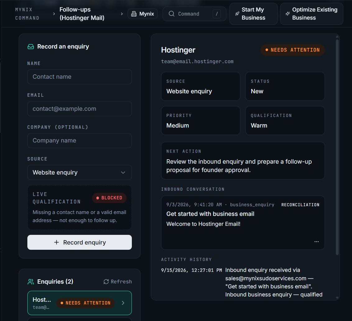Building Mynix Command: The Solo Founder's Toolkit