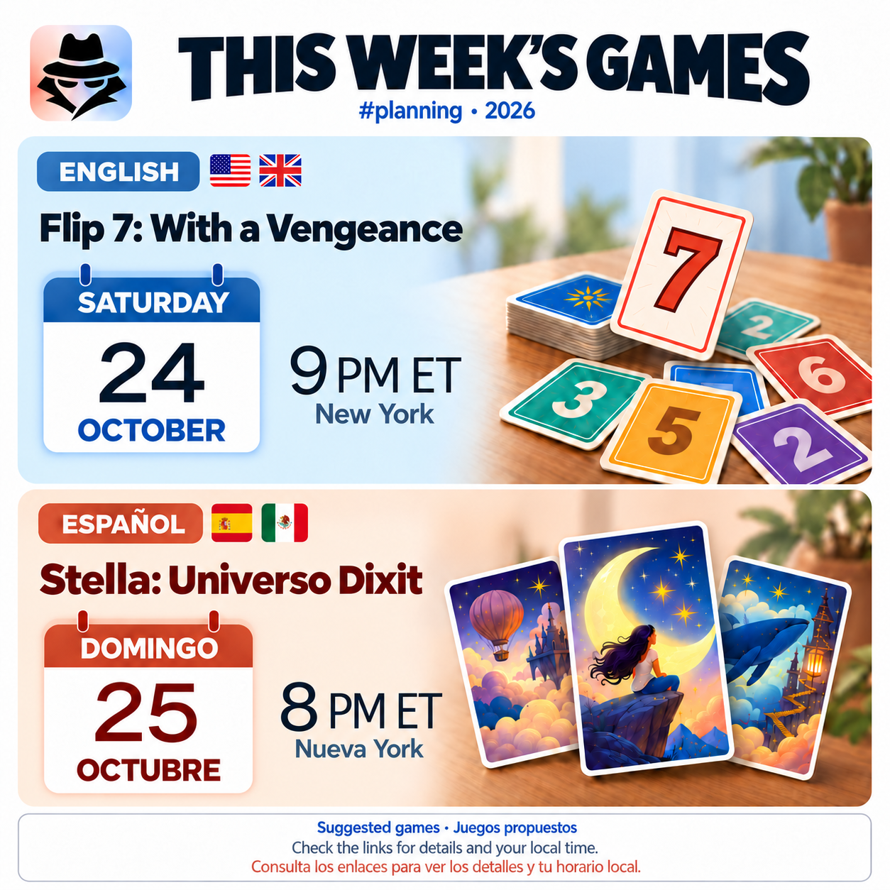 Weekly Board Game Events: Flip 7 & Stella